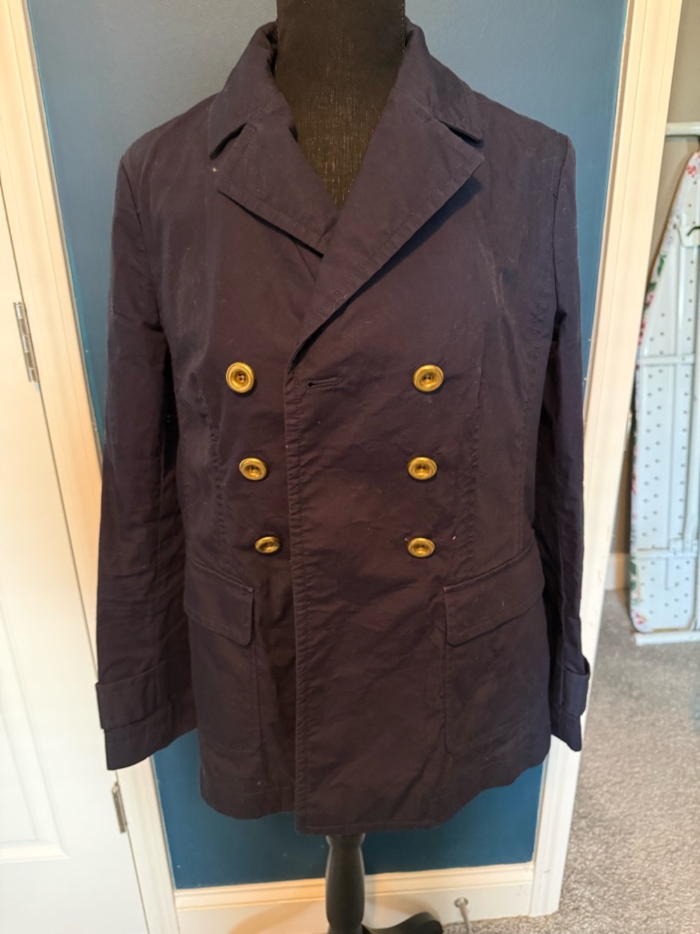 Banana Republic Navy Double-Breasted Peacoat with Brass Buttons